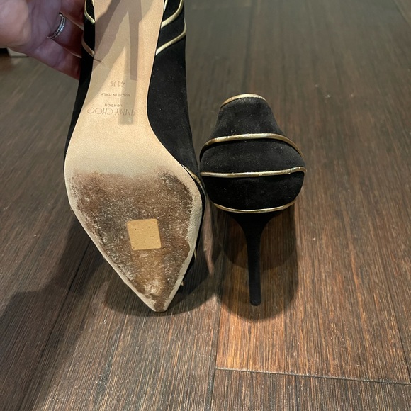 Jimmy Choo Black Velvet/Gold pumps main image 4